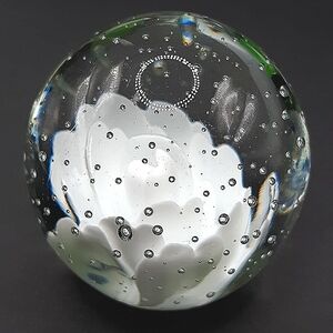 Christmas White Rosette Glass Paperweight